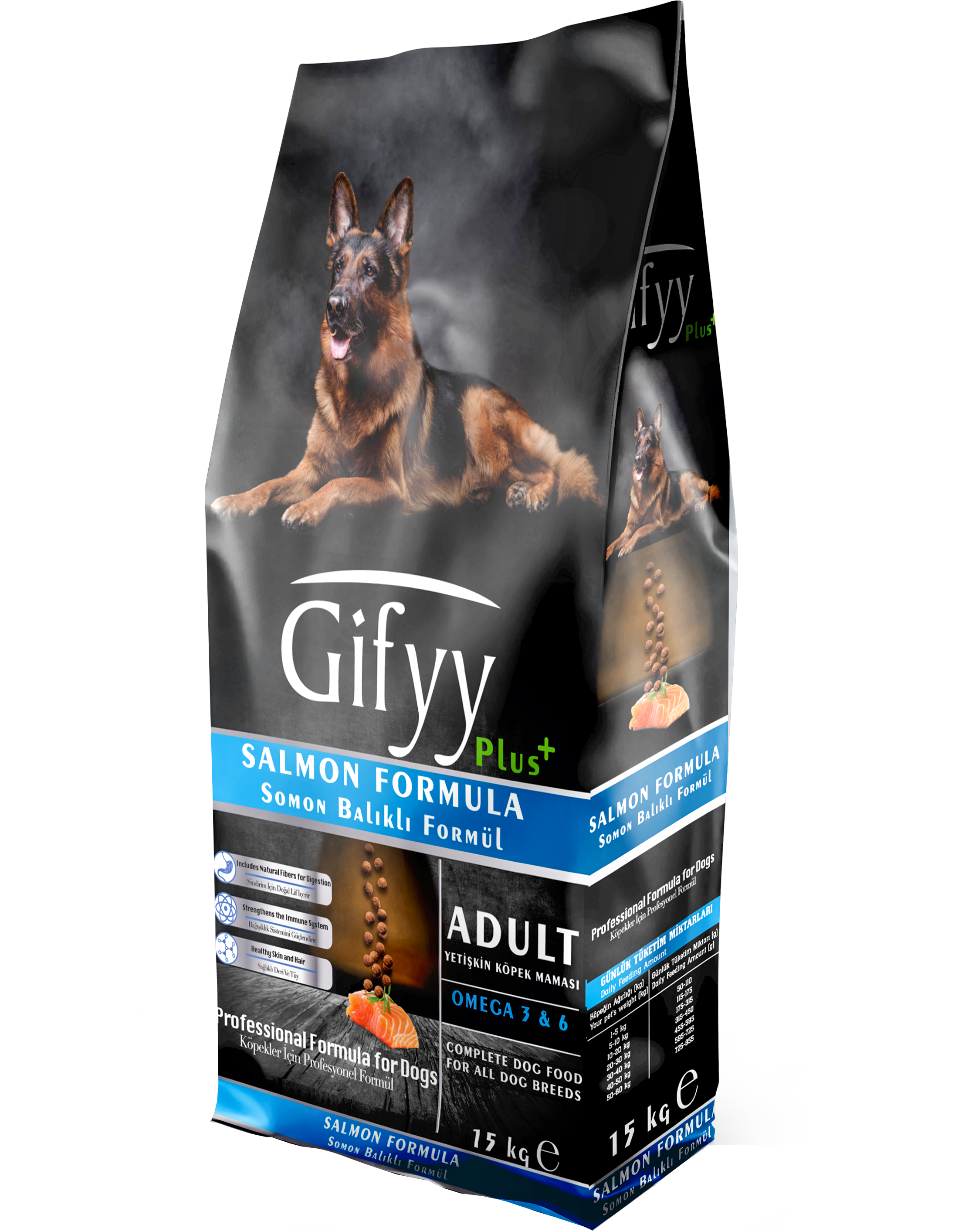 GIFYY – ზრდასრული ძაღლის საკვები, ორაგულით. 15კგ
